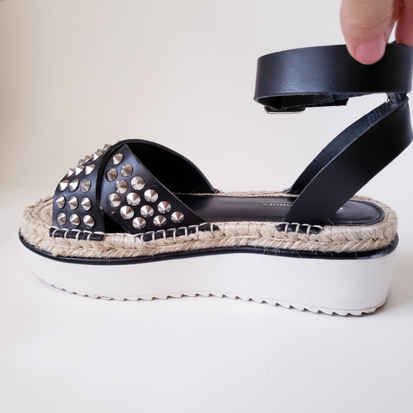 ASOS Black Ankle Strap Studded Platform Sandals - Picture 3 of 13